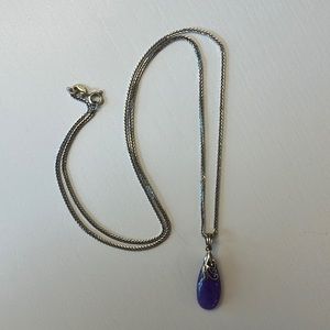 Pure silver chain with purple gem pendant necklace